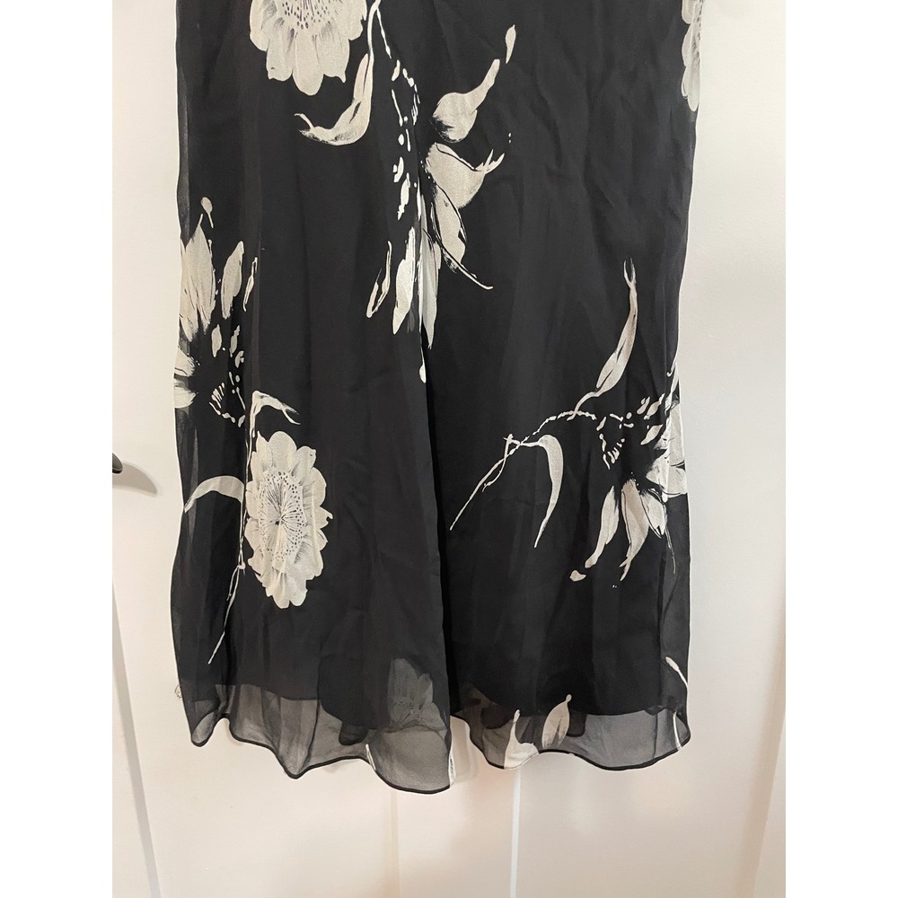 Silk Jones New York Black Floral Ruched Midi Dress Y2K - Picture 5 of 8